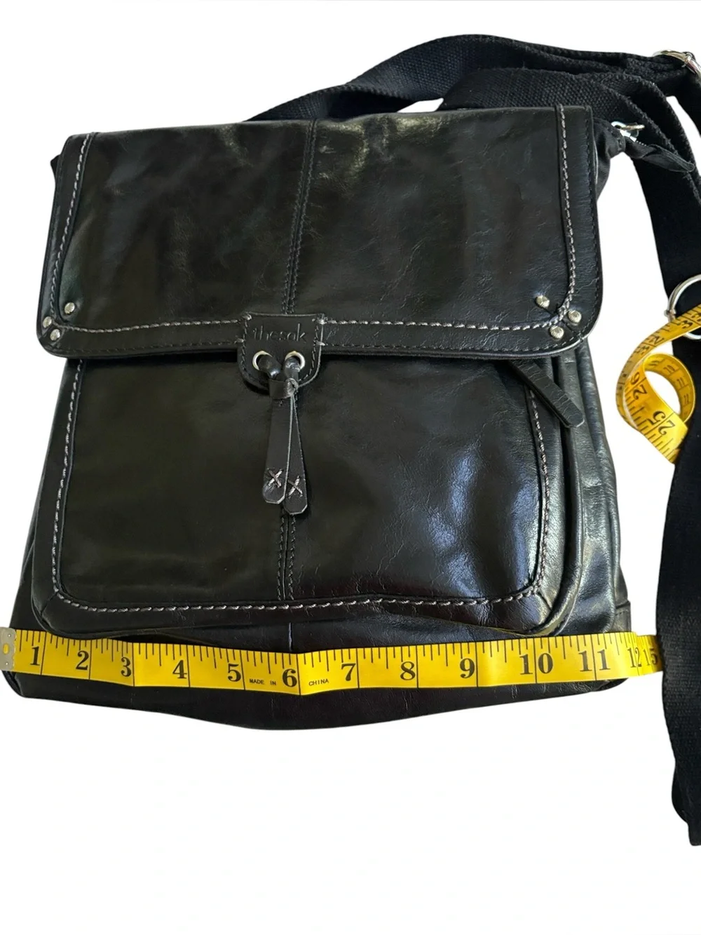 The Sak Blk Leather Convertible Backpack Messenger Boho Goth Gorpcore Aesthetic